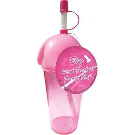 Big pink pecker party cup cilindro para agua o cualquier bebida color rosa forma de pene con popote